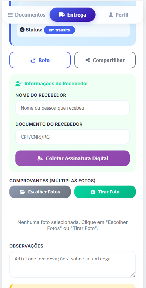 Registro de Entrega - EasyTec Entregas